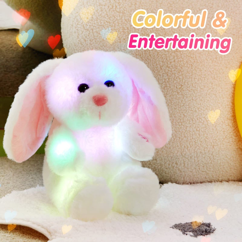 BSTAOFY Bunny Stuffed Animal, Light up White Bunny Soft Plush Toy LED Rabbit Lop Ear Night Light Stuffed Animals Easter Birthday Easter Christmas Festival Gift for Kids Toddlers, 8'' - Image 2